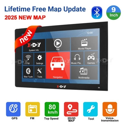 XGODY 9 Zoll BT Auto LKW PKW Navigationsgerät Lebenslange Kartenaktualisierung - Bild 1 von 4