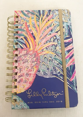 Planificador Lilly Pulitzer 2018-2019 azul piña oro rosa nunca usado sin bolígrafo Foto 1 de 4