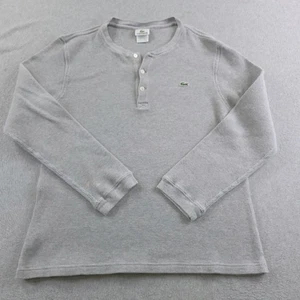 Camisa Pullover Informal Lacoste Henley Para Hombres Grande Gris Tejido Gofre Manga Larga - Imagen 1 de 15