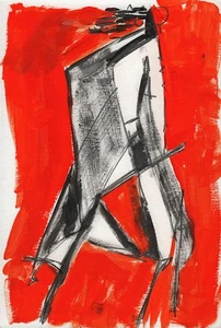 ABSTRACT SCULPTURE DESIGN SURREALISM Mixed Media Painting - Picture 1 of 2