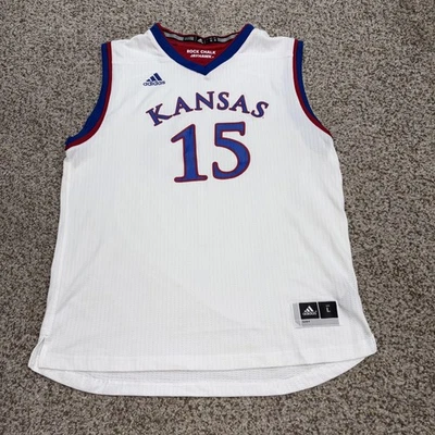 Camiseta de basquete Adidas Kansas Jayhawks Youth grande #15 branca - Imagem 1 de 4