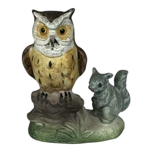 Ceramic Owl Squirrel Figurine Hand Painted RB Japan - Picture 1 of 5