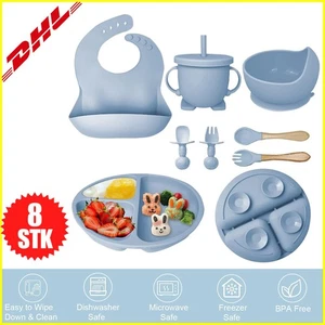Kindergeschirr Baby-Teller, 8-teiliges Set Kinderteller mit Saugnapf BPA Frei - Bild 1 von 14