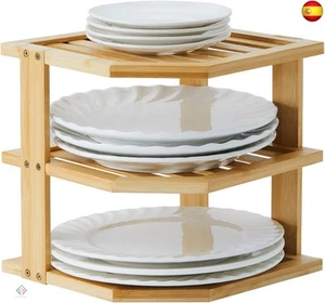 YOUDENOVA Organizador de vajilla de bambú, 25 x 25 x 25 cm, 3 niveles para - Imagen 1 de 7