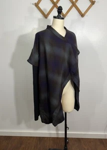 Elizabeth And James Wool Cardigan Sweater Poncho Plaid Jacket XS/S - Picture 1 of 10