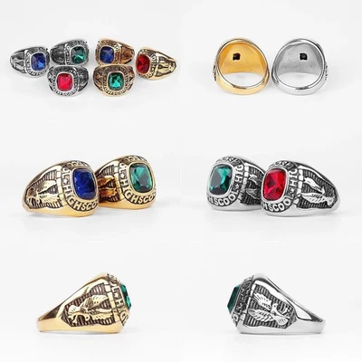 Anillo de águila para hombre rojo azul estrás punk hip hop motociclista joyería regalo de Navidad Foto 1 de 4