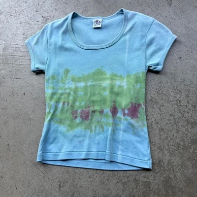 Винтажная детская футболка 70-х/80-х годов Femme Gramicci Style Le Rich галстук-краситель синяя - Изображение 1 из 4