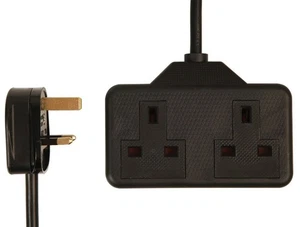PRO ELEC Prolunga Doppia Presa con Cavo in Gomma, 2P, 13A, 2m, Nero - Foto 1 di 1