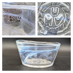 Kosta Boda "Mine" Blue Swirl Bowl Ulrica Hydman-Vallien Marked UHV Sweden - Picture 1 of 5