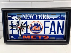NY Mets #1 Fan Souvenir License Plate Clock Wall Hanging MLB Baseball Plaque - Picture 1 of 7