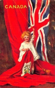 Canada 1907 Young Girl Canadian Flag Artist Signed Postcard - Picture 1 of 2