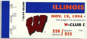1994-11-19 College Football Ticket - Wisconsin Badgers V Illinois Fighting Illini - Bild 1 von 1