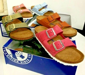 Birkenstock ARIZONA NARROW Leather SUEDE upper Soft footbed Unisex Sandals NWT - Picture 1 of 9