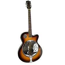 Acoustic Electric Resonator Guitar Round Neck Sunburst Mahogany w/ Pre Amplifier