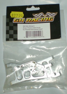 GH RACING 02102(SILVER) ALUMINUM FRONT LOWER ARMS FOR RUSTLER/STAMPEDE/SLASH NEW - Image 1 of 2