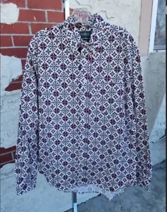 LARGE Men Gitman Bros Vintage Pattern Button Down Cotton Flannel Shirt USA - Picture 1 of 1