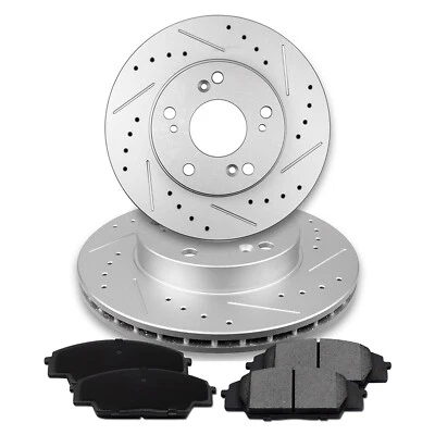 Front Brake Rotors + Ceramic Pads for 2002 2003 2004 2005 2006 Acura RSX Base - Imagem 1 de 4