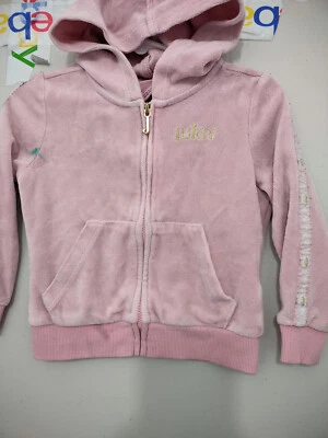 Sudadera Juicy Couture Niñas 2T Rosa Cremallera Completa Sudadera con Capucha Terciopelo Ajustada Sólida Y2K Foto 1 de 4