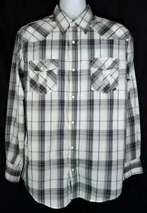 Western Pearl Snap Shirt Men's Size L Large Rockabilly, Rodeo, Cowboy Gray Plaid - Picture 1 of 5