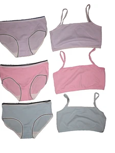 Shein girls 11-12yrs 3pk bralettes & panties sets pastel blue/pink/purple kawaii - Picture 1 of 2