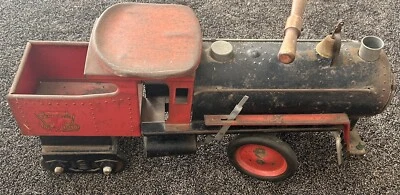 Antique KEYSTONE R.R. 26” PRESSED STEEL 6400 TRAIN RIDE-ON TOY Vintage ORIGINAL  - Image 1 of 4