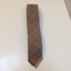 VTG Chaps Ralph Lauren tan silk tweed necktie with fringe tan - Picture 1 of 4