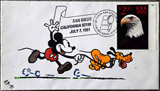Bonnie Fuson Mickey Mouse and Pluto Hand Painted Cachet Limited 2/20 FDC