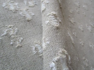 Noblis Theia Beige Linen Distressed Look Holes Backed Fabric BOHO Beach BytheYD - Picture 1 of 12