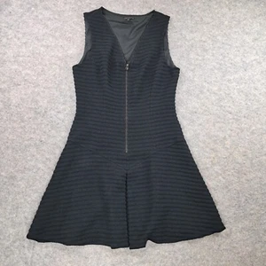 Theory Dress Women 8 Black Fit Flare Textured Sleeveless Zip Front Saydres Leira - Picture 1 of 10