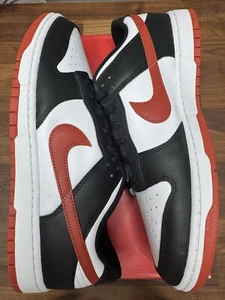 NIKE DUNK LOW WHITE/DRAGON RED-BLACK DV0833-108 Mens SIZE 13 No Lid - Picture 1 of 7