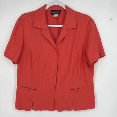 Requirements Womens Size 14 12 Short Sleeve Blazer Jacket Coral Orange Vintage - Image 1 of 4