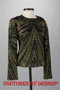St John Knits Santana Black Beaded Jacket Evergreen Multi Sz 8 NWT MSRP $1395 - Picture 1 of 3