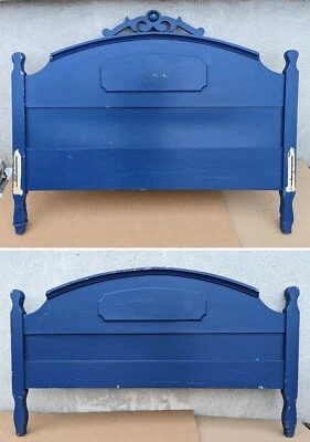 Cabecero antiguo vintage de madera de caoba de tamaño completo con marco de cama Foto 1 de 4