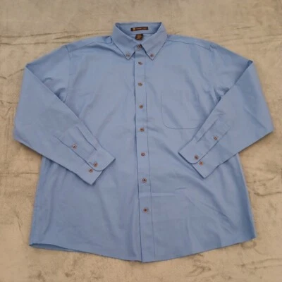 Camisa Harrington Para Hombres 2XL Azul Sólido Manga Larga Con Botones Mezcla de Algodón Foto 1 de 4