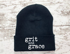 Grit And Grace, Black Beanie Winter Cuffed Hat