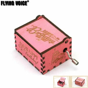 Wood Square Hand Crank Music Box Birthday Party Present Gift ♫ Happy Birthday ♫ - Imagen 1 de 9