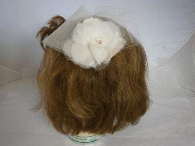 高级新娘发梳 带珍珠和施华洛世奇水晶丝绸薄纱 Organza 蕾丝 全新 — 第 1/4 张图片