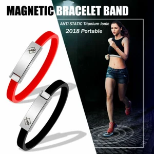 Portable ANTI STATIC Titanium Lonic Magnetic Silicone Bracelet Band Wrist Strap - Picture 1 of 12