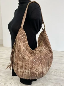 Woven Genuine Leather Large Hobo Bags Shoulder Bag In Wheat /roh - Picture 1 of 11