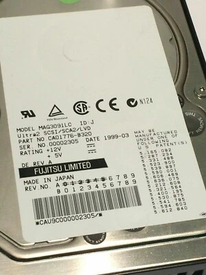 FUJITSU  MAG3091LC   9.1GB  SCSI ULTRA-2 HARD DRIVE   CAO1776-B320        aa4cb3 - Image 1 of 3
