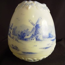 1880's Fostoria Consolidated 'Astoria' Tulip Form Delft Windmill Kero Oil Shade