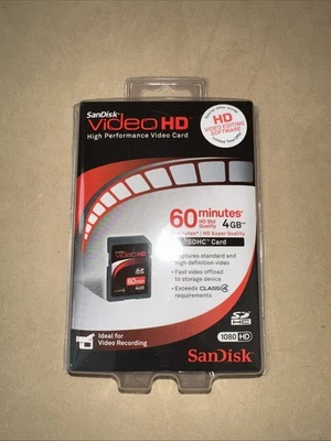 New Sealed ORIGINAL SanDisk 4GB Video HD SDHC Class 4 SD Card SDSDHV-004G-A15 - Image 1 of 2