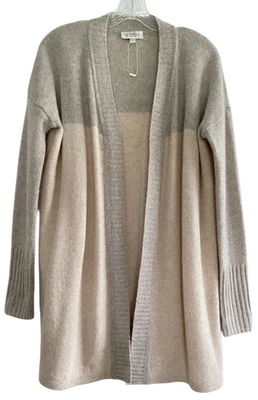 Suéter Cárdigan Abierto de Cachemira Kinross Talla S Beige Gris Silencioso Lujo Minimalista Foto 1 de 4