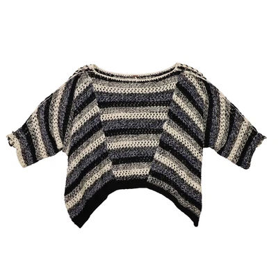 FREE PEOPLE черный жемчуг поиска льняной хлопок полоски свитер женщин - Изображение 1 из 4