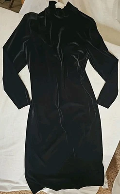 Vestido Express Tricot Negro Terciopelo Mujer 13/14 Cuello Alto Manga Larga Formal  Foto 1 de 4