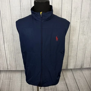 Polo Golf Ralph Lauren Men's XXL Navy Blue Weatherproof Full Zip Vest Large Pony - Picture 1 of 6