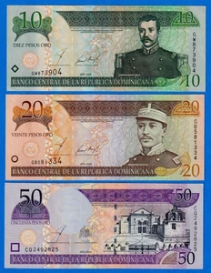 Dominican Republic Combo 10,20,50 Pesos 2002/3 P-168b,169b,170b Circ Notes DOM#6 - Picture 1 of 4