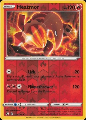 Pokemon - Heatmor #034/192 - SWSH02: Rebel Clash Reverse Holo - Image 1 of 2
