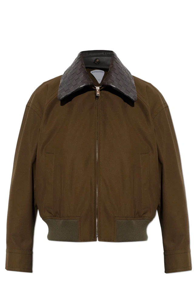 Chaqueta Blusa BOTTEGA VENETA $3800 Musgo Profundo Algodón Sarga Nueva y Auténtica Foto 1 de 1