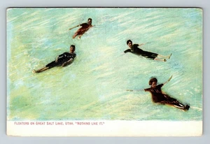 Great Salt Lake UT-Utah, Floaters Vintage Souvenir Postcard - Picture 1 of 2
